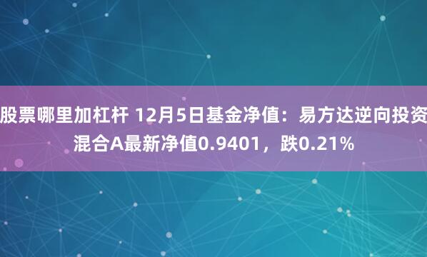 股票哪里加杠杆 12月5日基金净值：易方达逆向投资混合A最新净值0.9401，跌0.21%