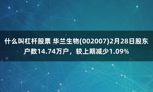 什么叫杠杆股票 华兰生物(002007)2月28日股东户数14.74万户，较上期减少1.09%