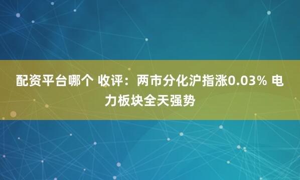 配资平台哪个 收评：两市分化沪指涨0.03% 电力板块全天强势