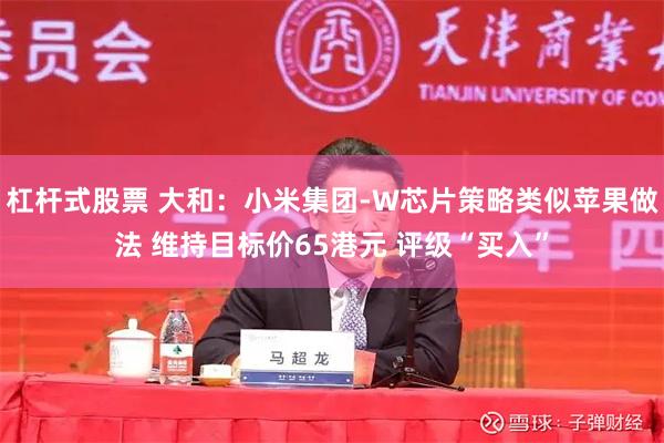 杠杆式股票 大和：小米集团-W芯片策略类似苹果做法 维持目标价65港元 评级“买入”