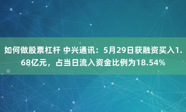 如何做股票杠杆 中兴通讯：5月29日获融资买入1.68亿元，占当日流入资金比例为18.54%
