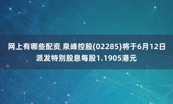 网上有哪些配资 泉峰控股(02285)将于6月12日派发特别股息每股1.1905港元