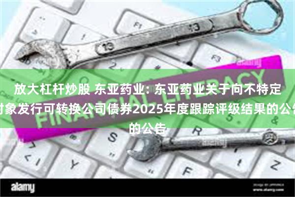 放大杠杆炒股 东亚药业: 东亚药业关于向不特定对象发行可转换公司债券2025年度跟踪评级结果的公告