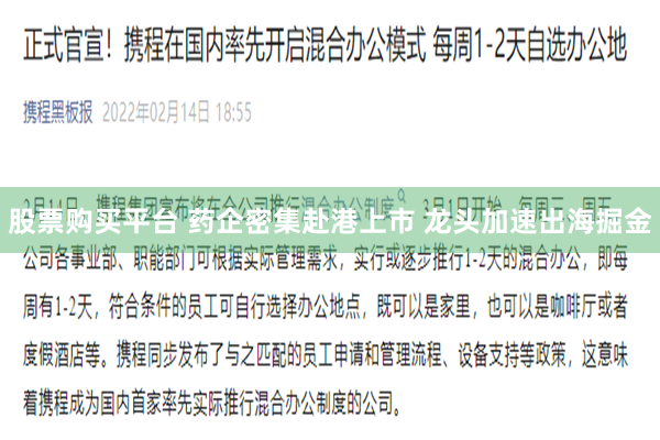 股票购买平台 药企密集赴港上市 龙头加速出海掘金