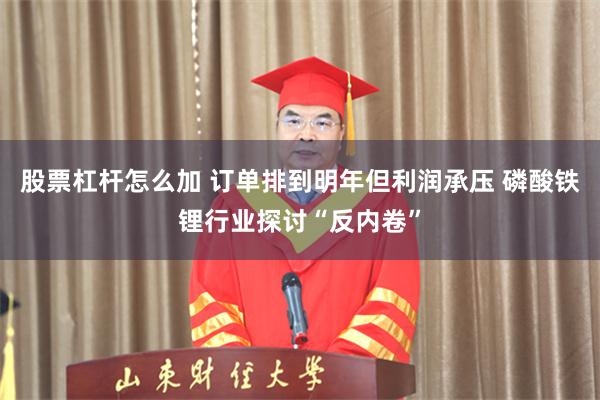 股票杠杆怎么加 订单排到明年但利润承压 磷酸铁锂行业探讨“反内卷”